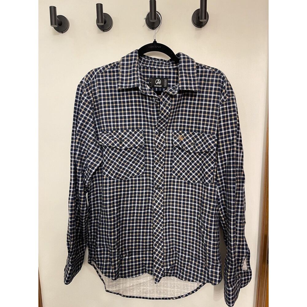 Swanndri Shirt Small Navy/yellow/white Gingham Plaid Flannel New Zealand Made